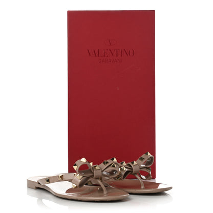 Valentino Garavani PVC Jelly Rockstud Bow Thong Sandals 38 Poudre 8 of 8