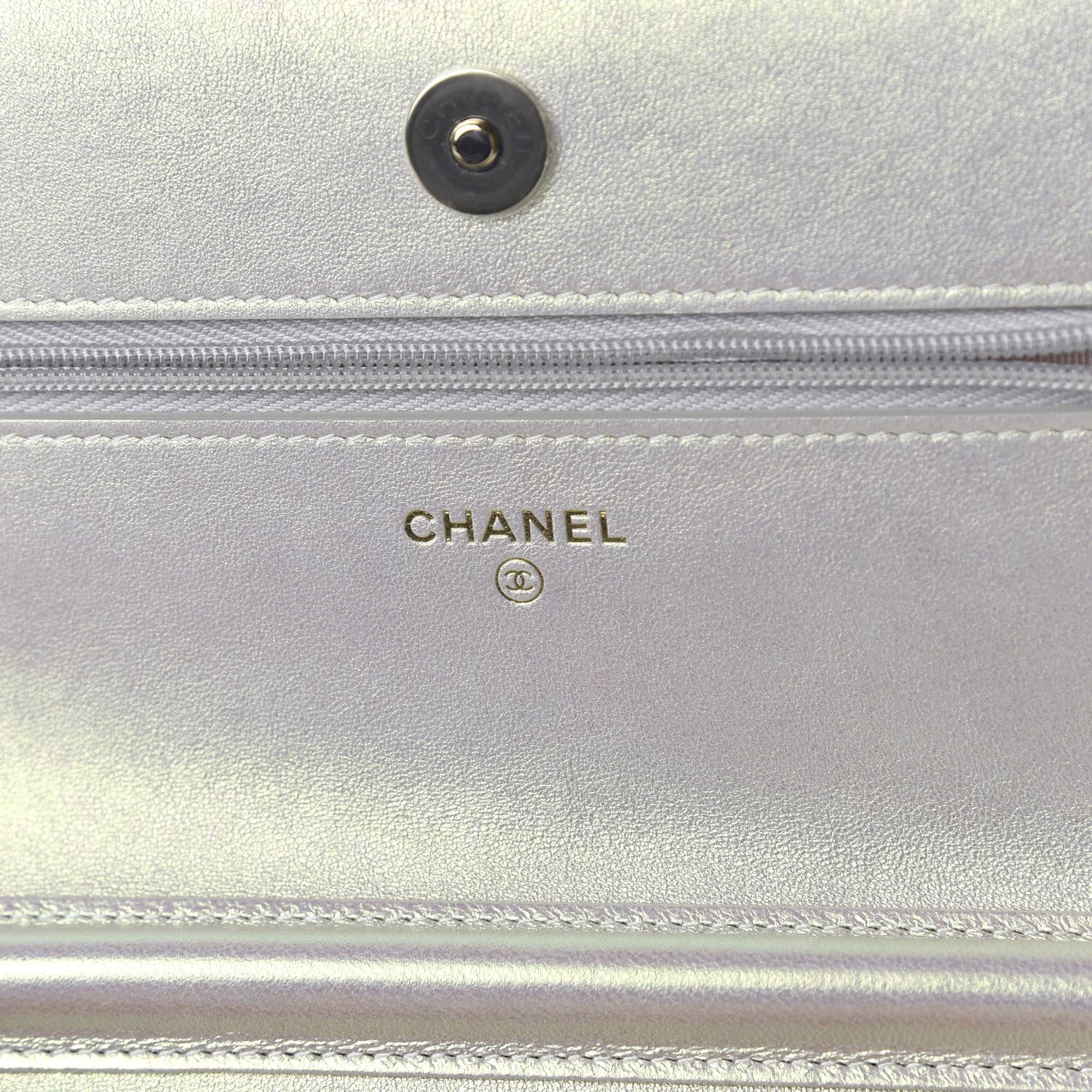 Chanel Iridescent Lambskin Quilted Wallet On Chain WOC Ivory 8 of 12
