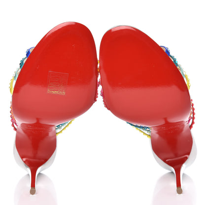 Christian Louboutin Specchio Calfskin Crystal Marthastrass 100 Slide Sandals 39 Silver Multicolor 5 of 10