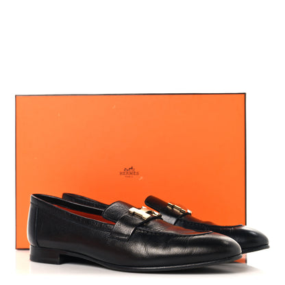 Hermes Goatskin Womens Paris Loafers 38.5 Black 11 of 11