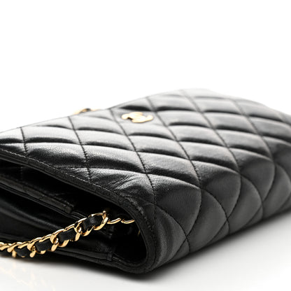 Chanel Lambskin Quilted Wallet On Chain WOC Black 10 of 13