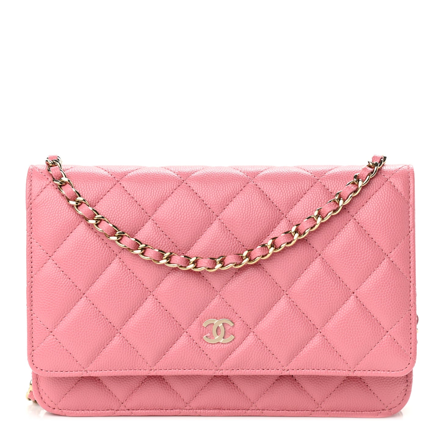 Caviar Quilted Wallet On Chain WOC Dark Pink