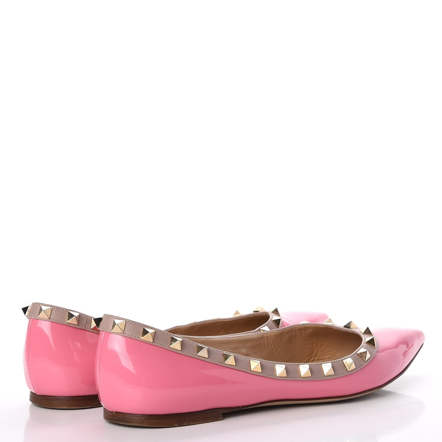 Patent Nappa Rockstud Ballerina Flats 39.5 Ninphea Poudre