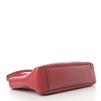 Gucci Calfskin Matelasse Medium GG Marmont Open Top Shoulder Bag Hibiscus Red 4 of 12