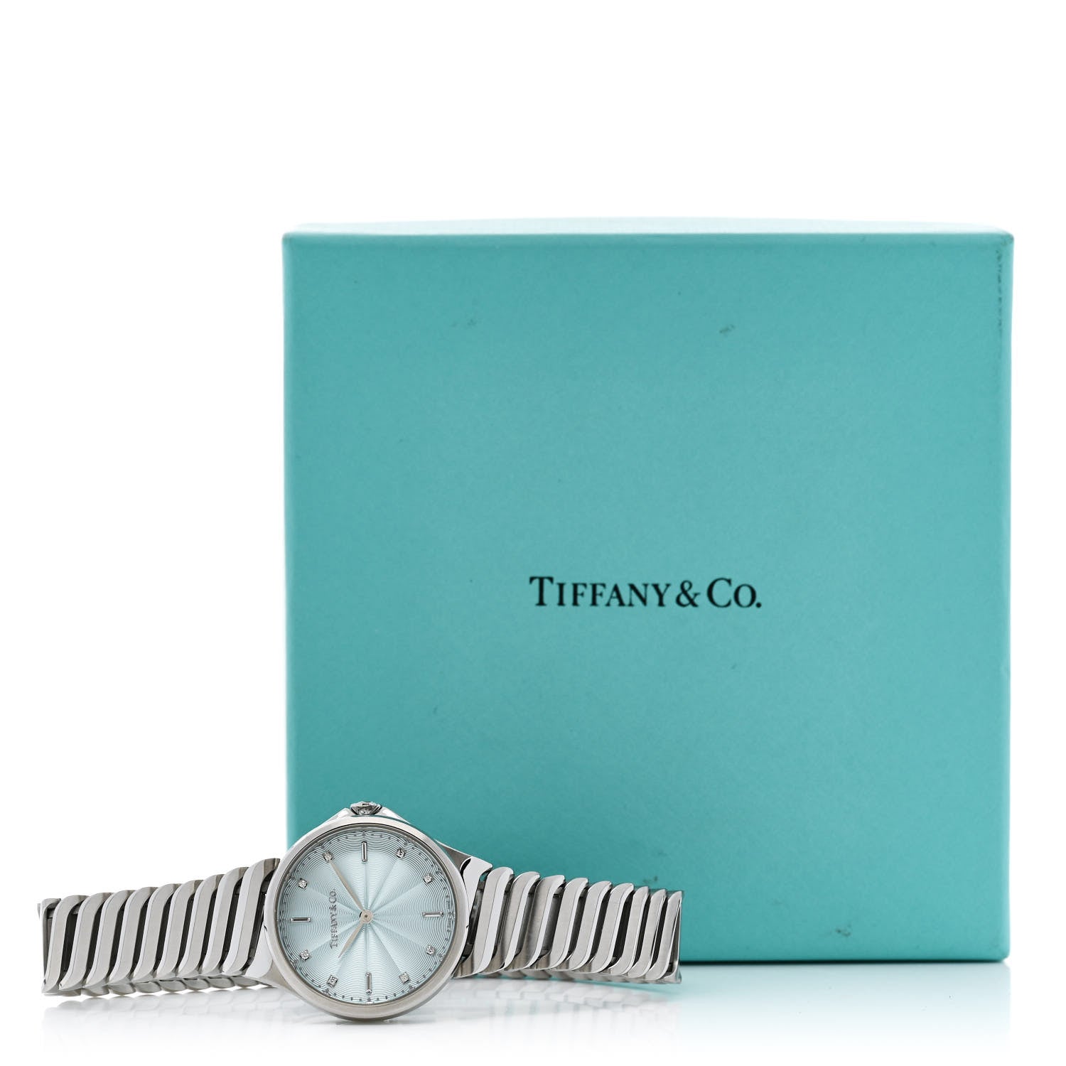 Tiffany Stainless Steel Diamond 28mm Metro 2-Hand Quartz Watch Ice Blue 5 of 5