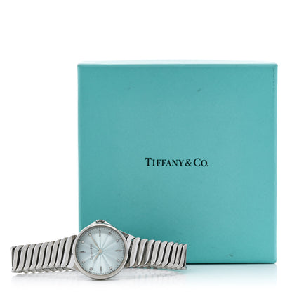 Tiffany Stainless Steel Diamond 28mm Metro 2-Hand Quartz Watch Ice Blue 5 of 5