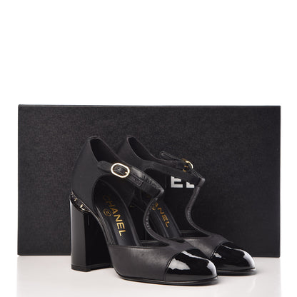 Chanel Lambskin Patent Grosgrain Chain CC Pumps 35 Black 11 of 11