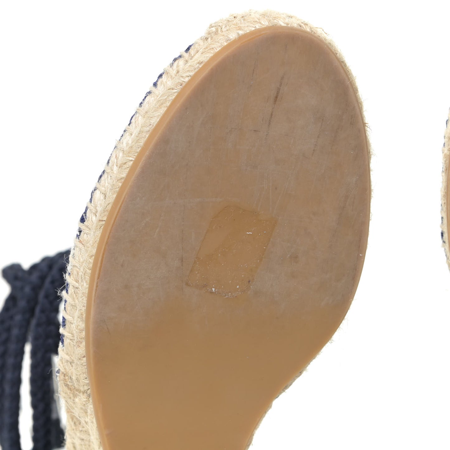 Canvas Embroidered Granville Ankle Tie Espadrille Wedges 40 Indigo Blue