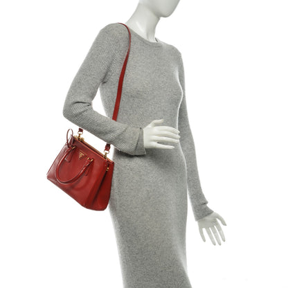 Prada Saffiano Vernice Mini Galleria Double Zip Tote Rosso 2 of 8