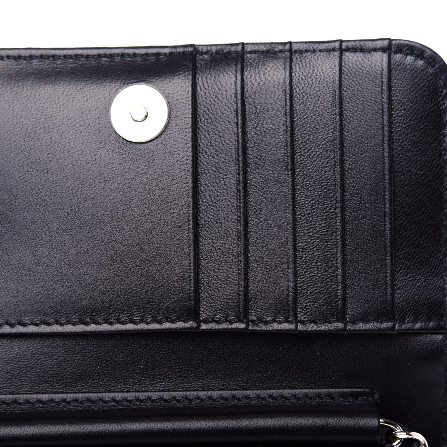 Lambskin Quilted Mini Wallet On Chain WOC Black