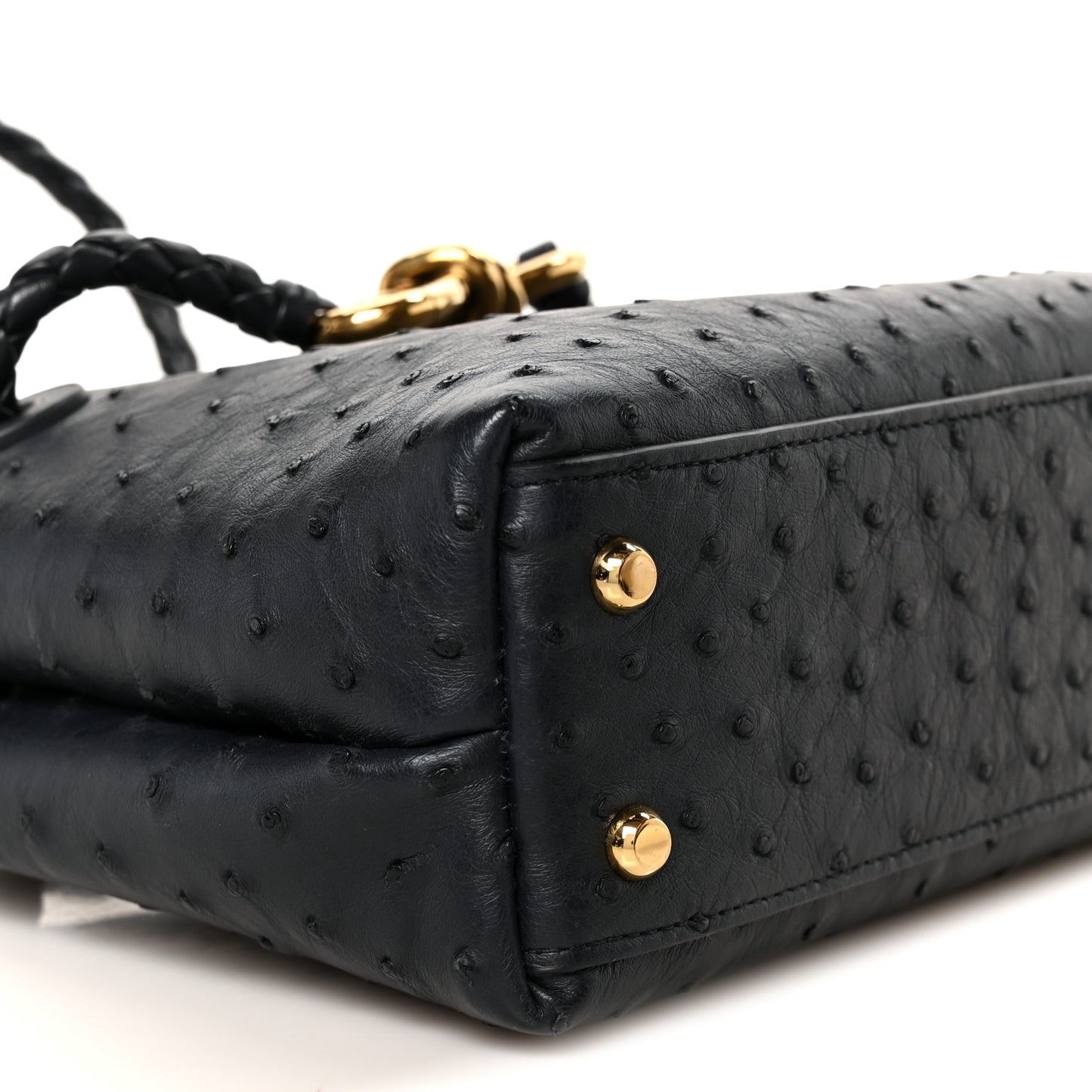 Ostrich Mini Andiamo Shoulder Bag Dark Blue