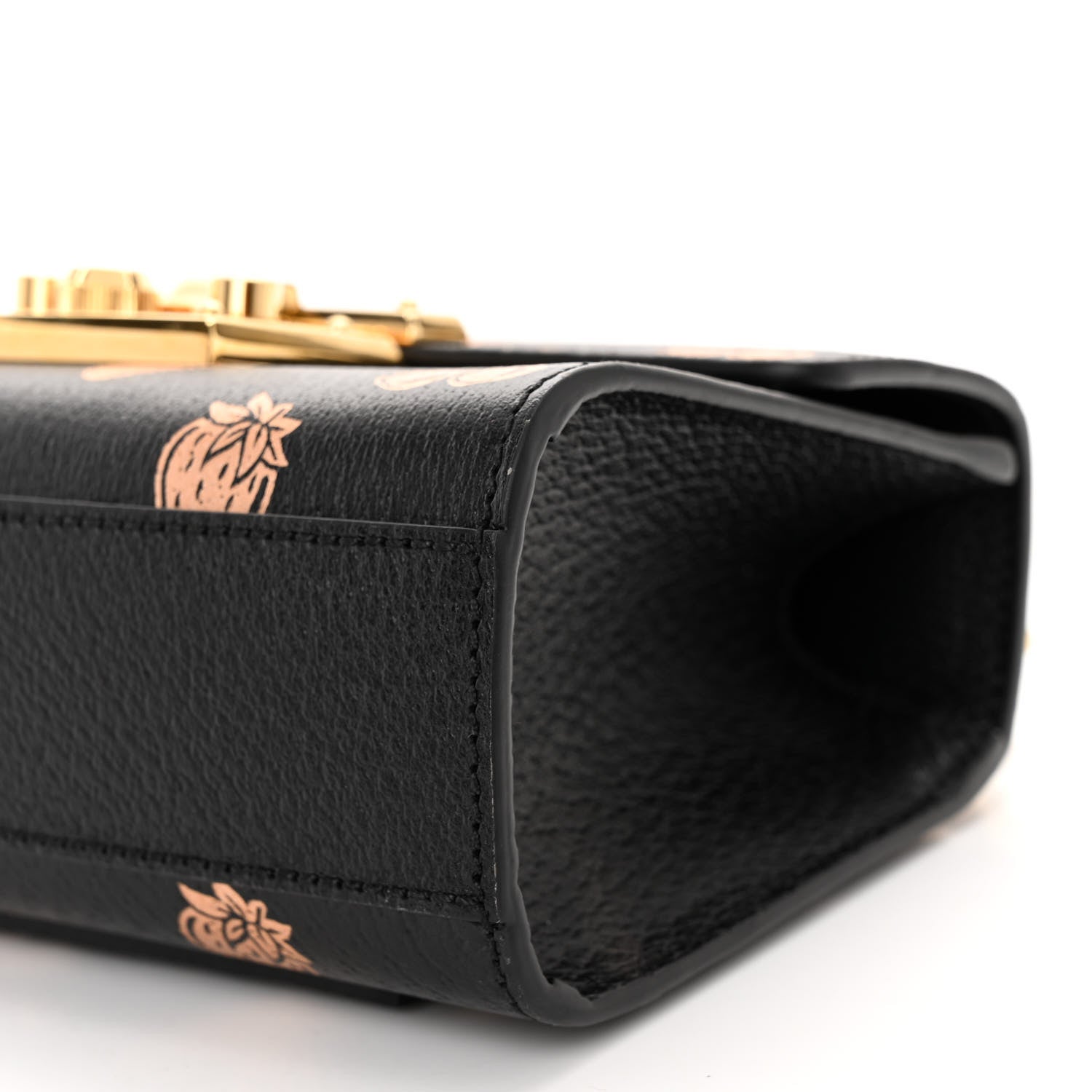 Gucci Textured Dollar Calfskin Berry Print Small Padlock Shoulder Bag Black Light Copper 10 of 12