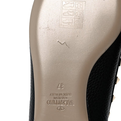Valentino Garavani Pebbled Calfskin Rockstud Ballerina Flats 37 Black 10 of 13