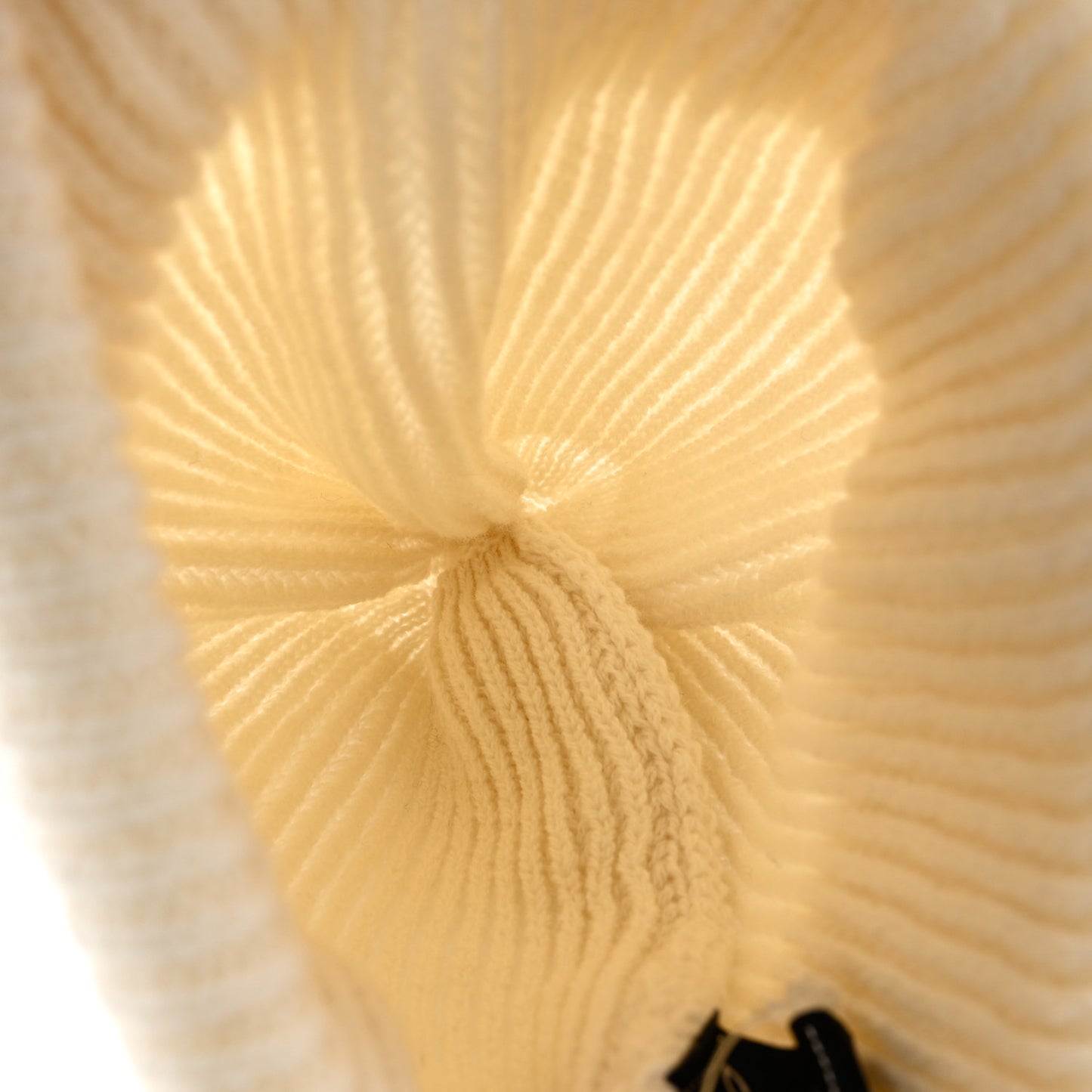 Cashmere Sequin Logo Beanie Hat Ivory Gold