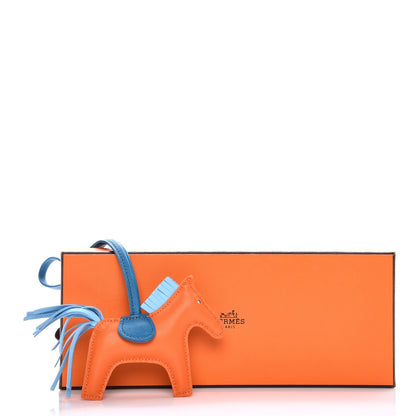 Hermes Milo Lambskin Grigri Rodeo Horse Bag Charm PM Feu Celeste Bleu Izmir 4 of 4