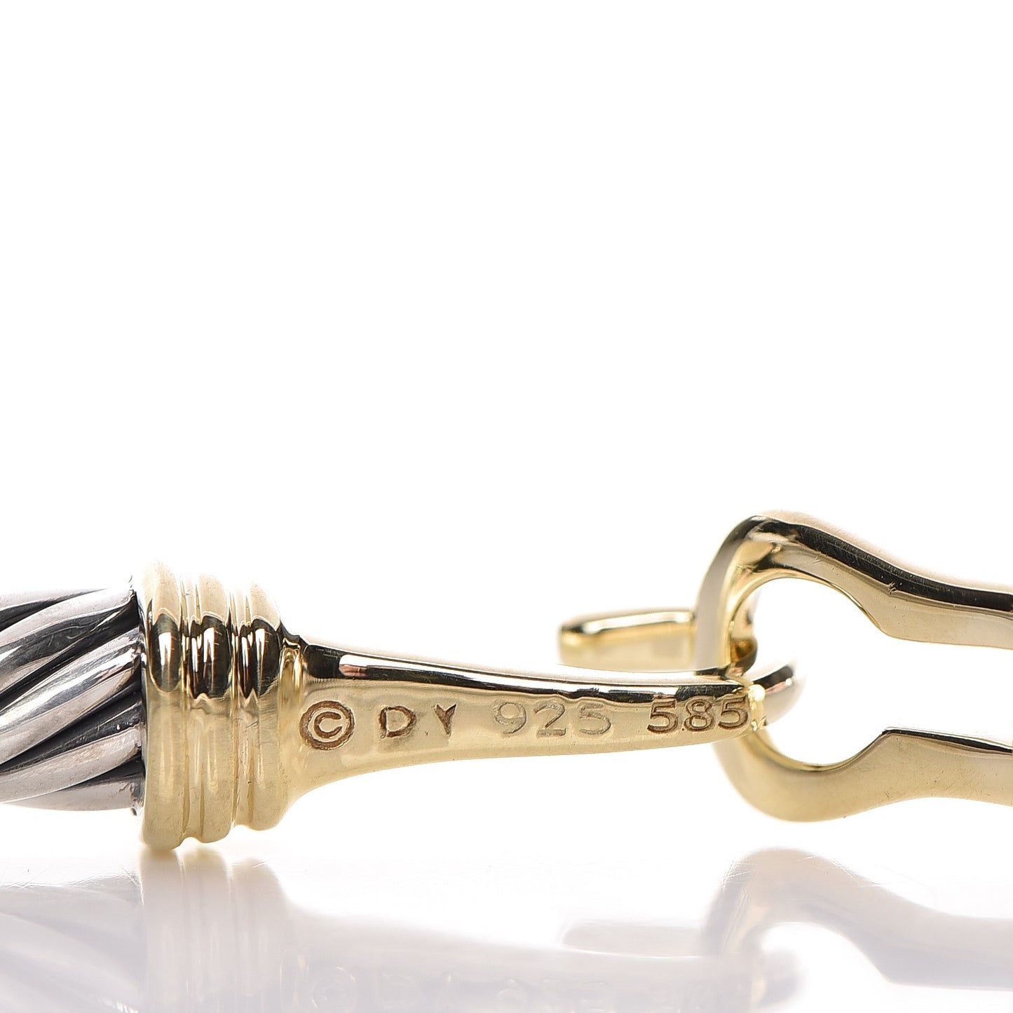 Sterling Silver 14K Yellow Gold 5mm Cable Classic Buckle Bracelet