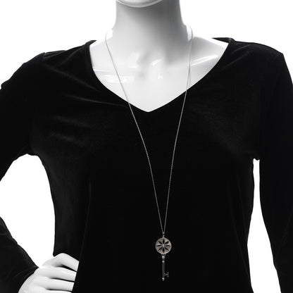 Tiffany Sterling Silver Diamond Large Daisy Key Pendant Necklace 2 of 5