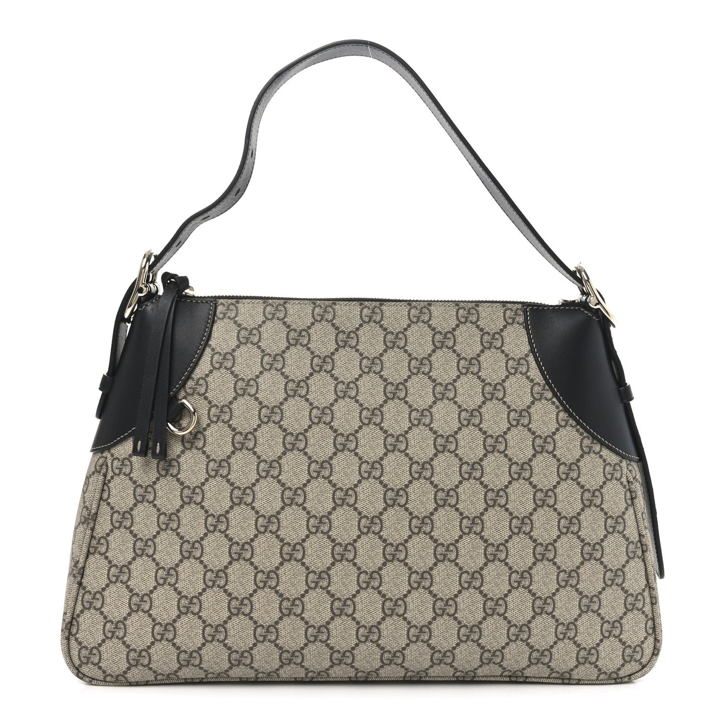 GG Supreme Monogram Emblem Medium Shoulder Bag Beige Ebony Black
