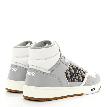 Christian Dior Smooth Calfskin Jacquard Oblique Mens B27 Mid Top Sneakers 41 Beige Blue 4 of 8