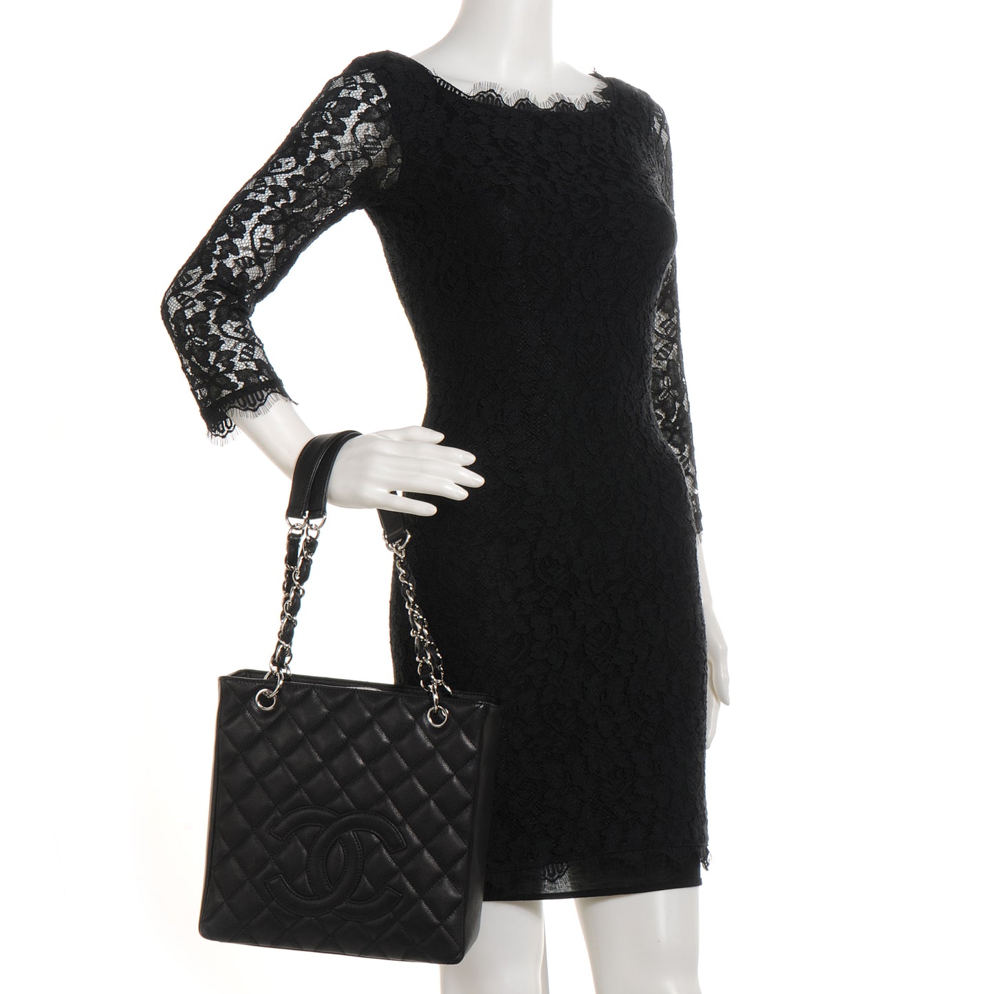Caviar Petit Shopping Tote PST Black
