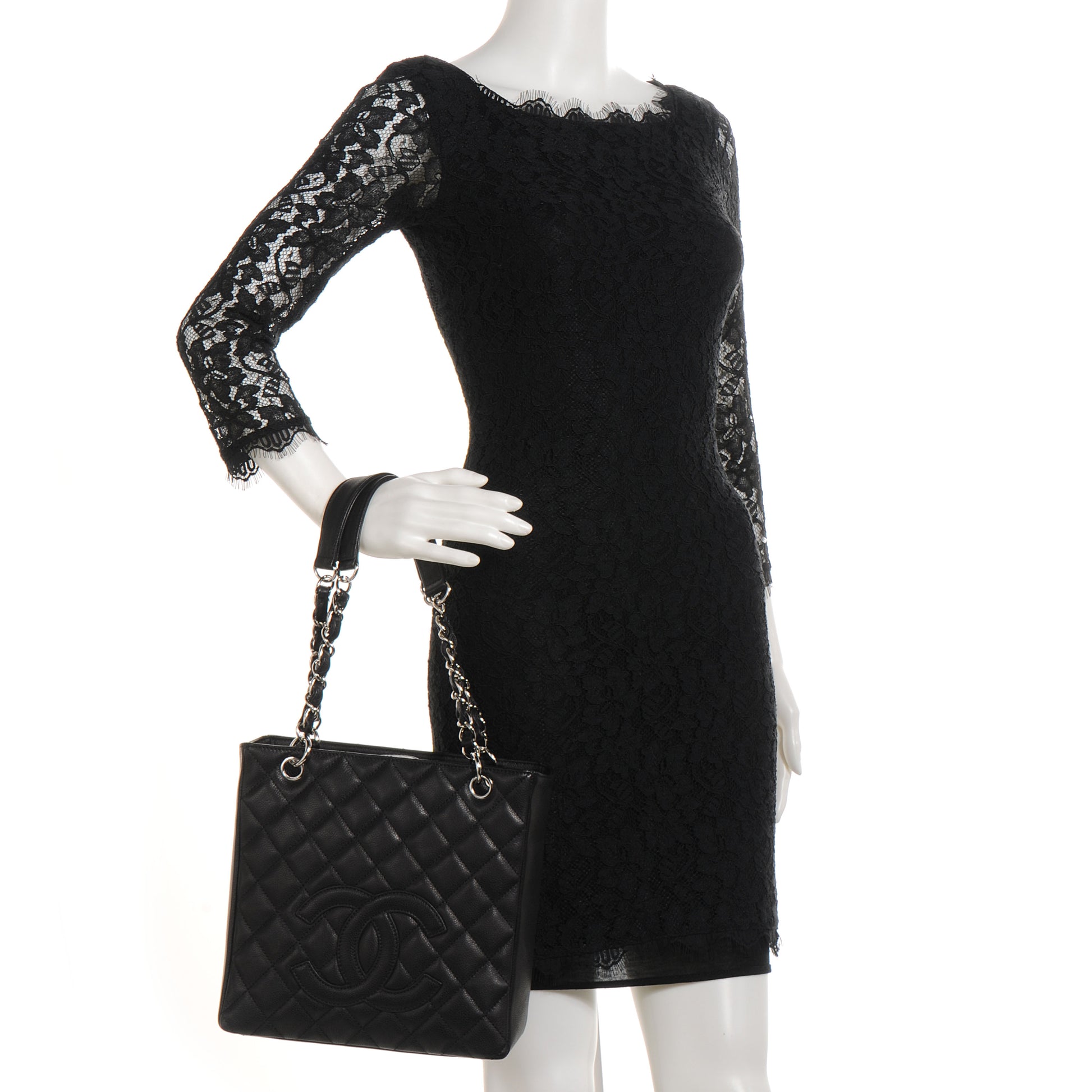 Chanel Caviar Petit Shopping Tote PST Black 2 of 8