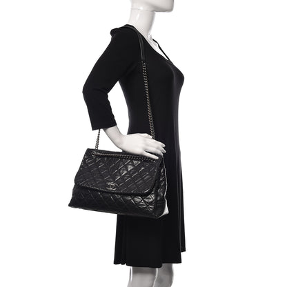 Chanel Glazed Calfskin Quilted Large Lady Pearly Flap Black 2 of 11