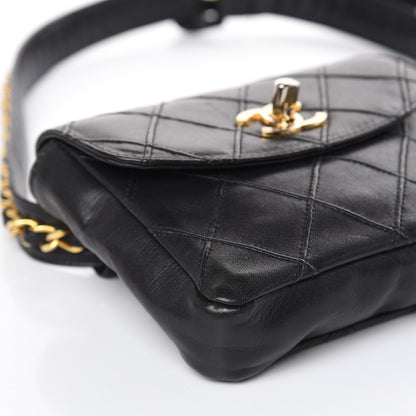 Chanel Lambskin Quilted Flap Waist Belt Bag Black 9 of 15
