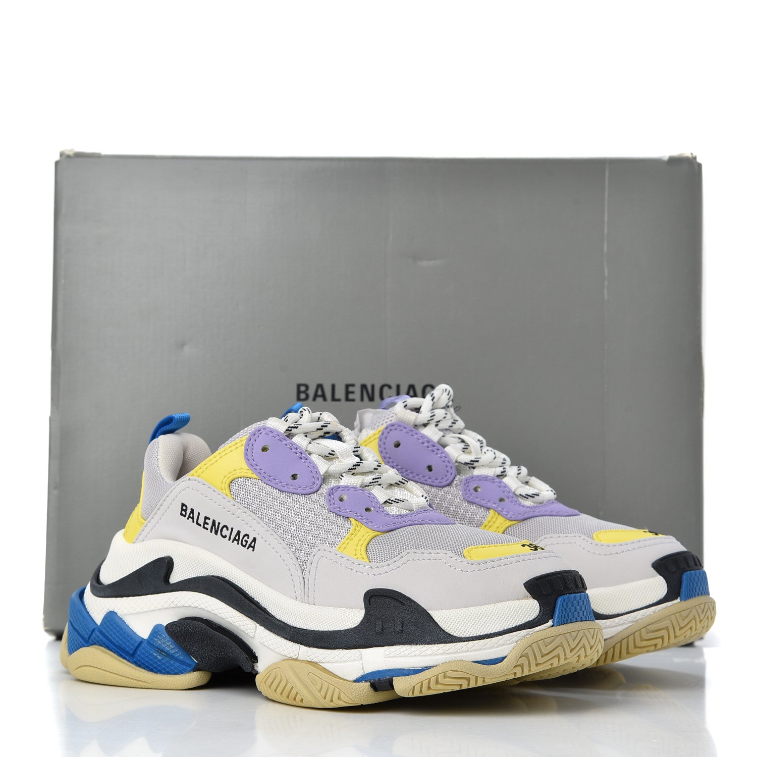 Balenciaga Fabric Mesh Womens Triple S Sneakers 36 White Purple Yellow 16 of 16