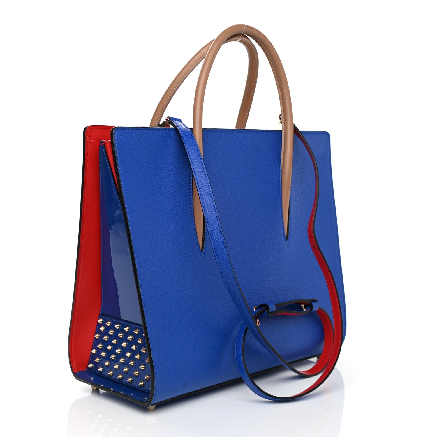 Christian Louboutin Calfskin Patent Studded Large Paloma Blue 3 of 16