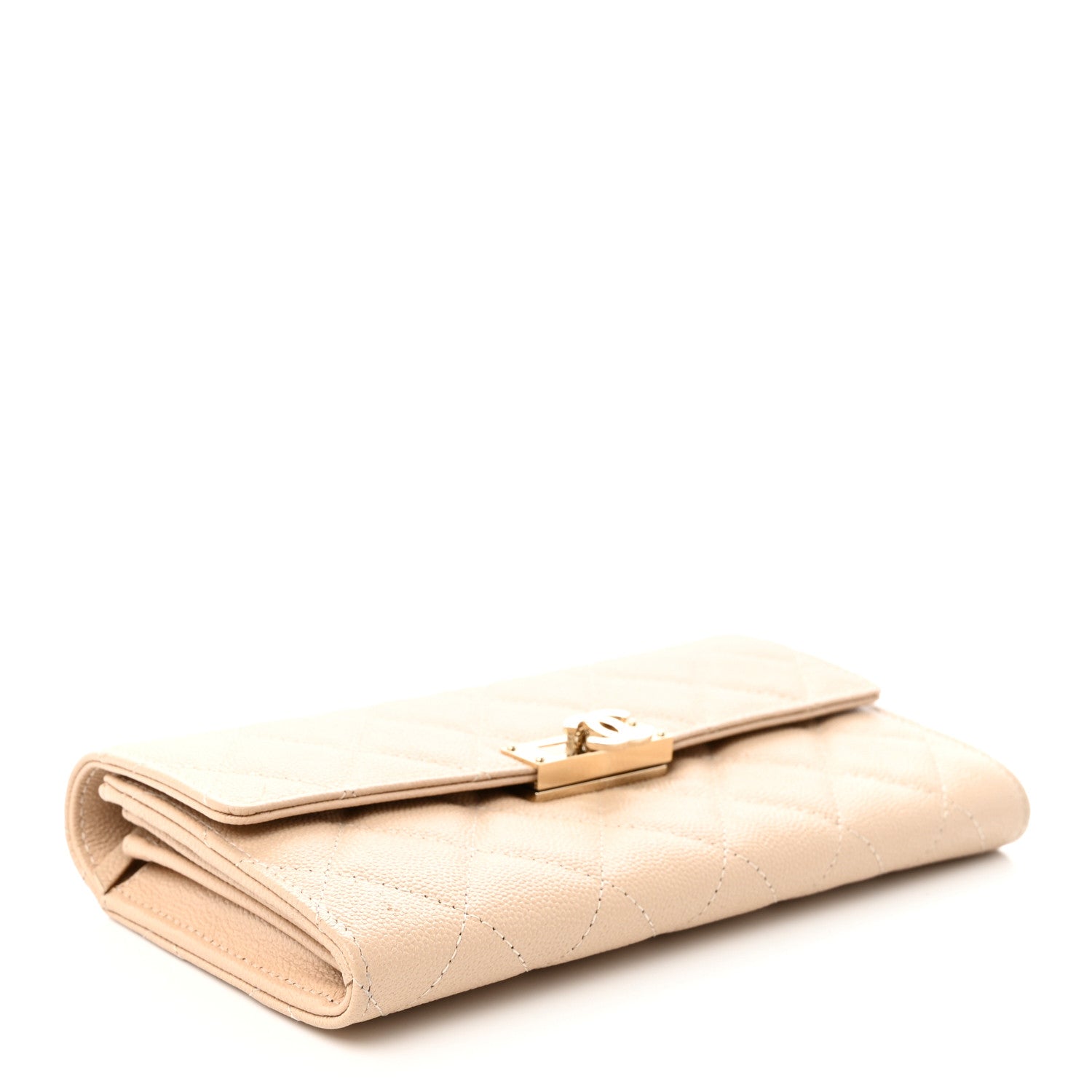Chanel Caviar Quilted Large Golden Class Gusset Flap Wallet Beige 4 of 13