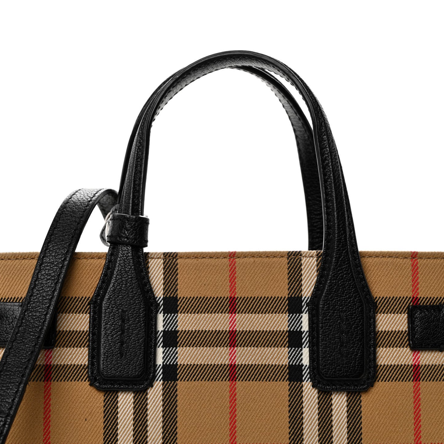 Goatskin Vintage Check Small Banner Tote Black