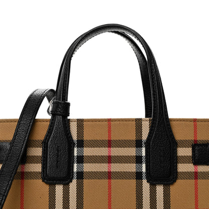 Burberry Goatskin Vintage Check Small Banner Tote Black 8 of 10