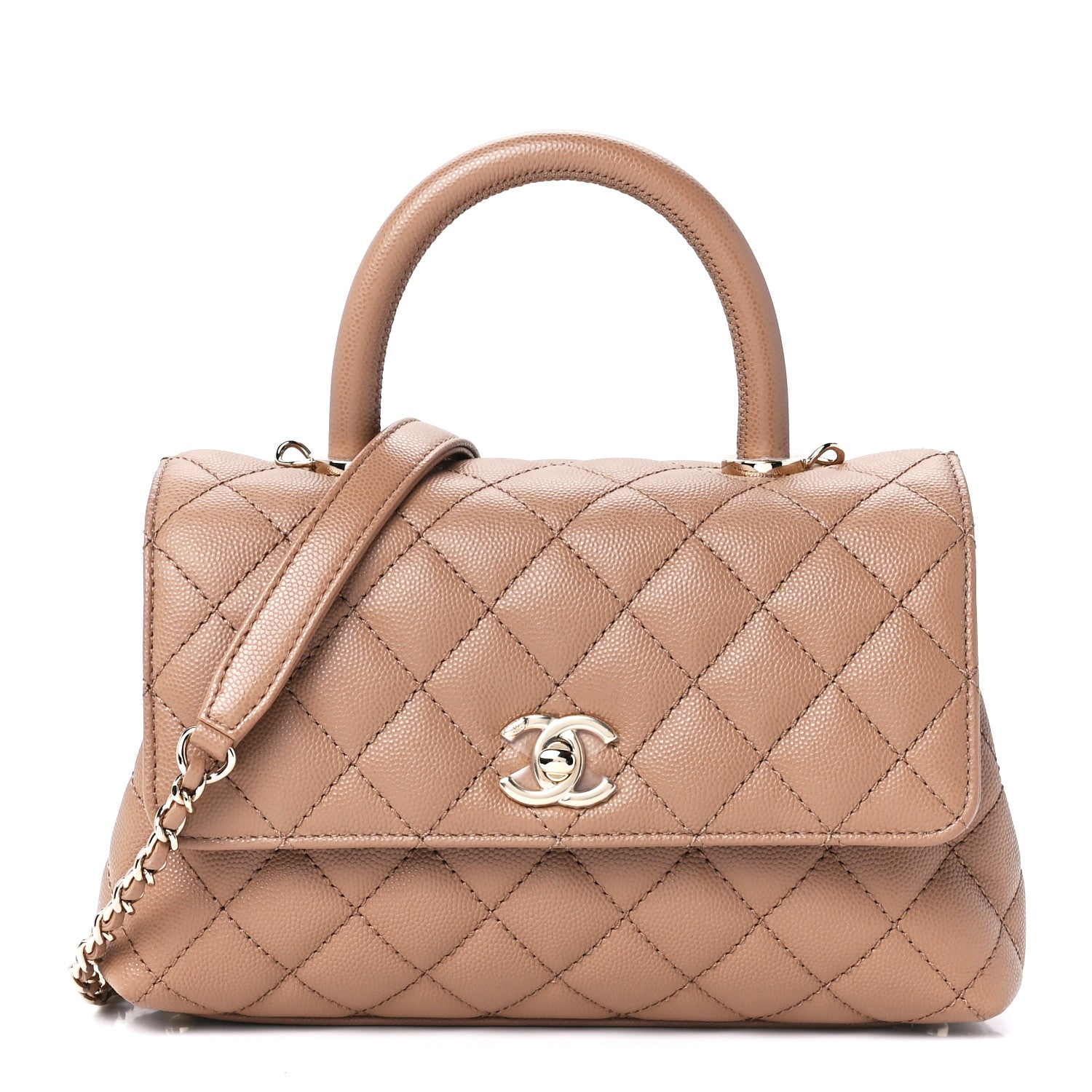 Chanel Caviar Quilted Mini Coco Handle Flap Beige 1 of 12