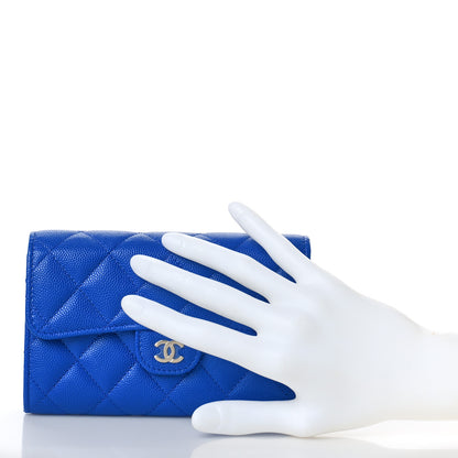 Chanel Caviar Quilted Medium Flap Wallet Blue 2 of 10