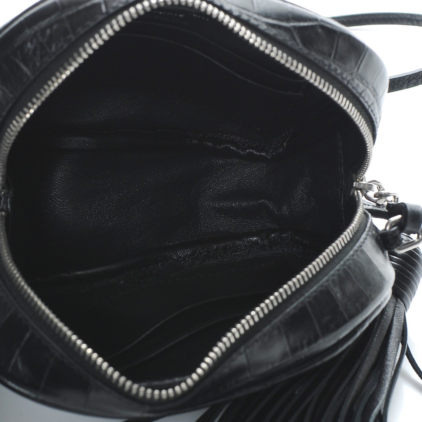Calfskin Crocodile Embossed Monogram Blogger Bag Black