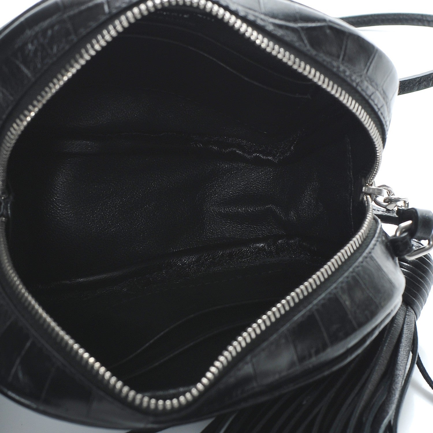 Saint Laurent Calfskin Crocodile Embossed Monogram Blogger Bag Black 5 of 8