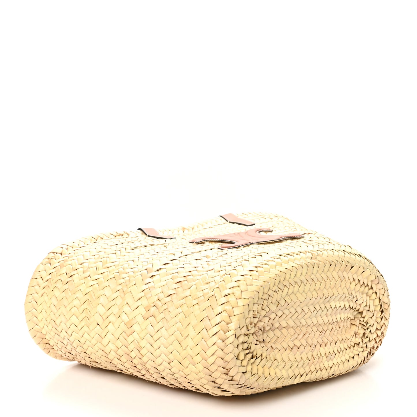 Raffia Calfskin Triomphe Medium Panier Tan