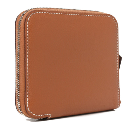 Hermes Evercolor Silk'in Compact Wallet Gold Orange Gris Mouette 3 of 8