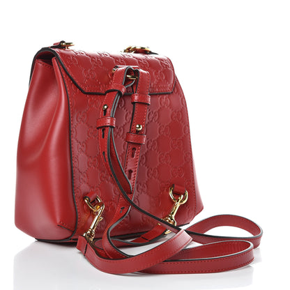 Gucci Guccissima Signature Padlock Backpack Hibiscus Red 3 of 9