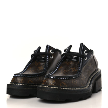 Louis Vuitton Monogram Calfskin Beaubourg Platform Derby Shoes 37 Brown 3 of 12