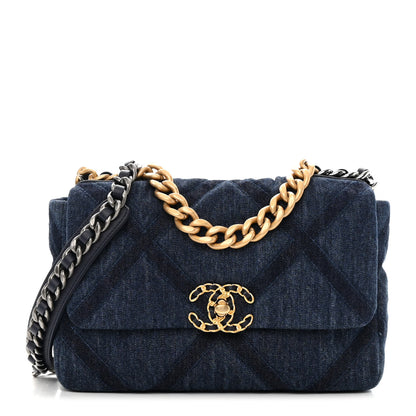 Chanel Denim Quilted Medium Chanel 19 Flap Blue 1 of 12