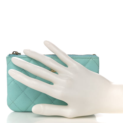 Chanel Caviar Quilted Small Cosmetic Case Light Blue 2 of 11