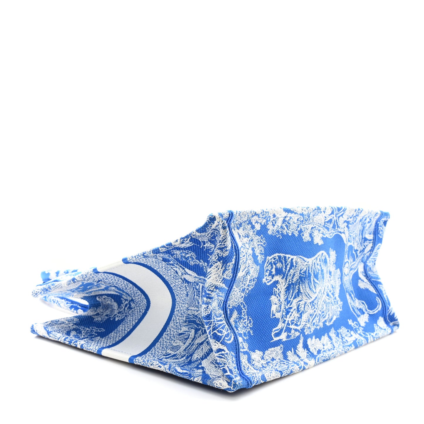 Canvas Embroidered Medium Dioriviera Toile De Jouy Book Tote Fluorescent Blue