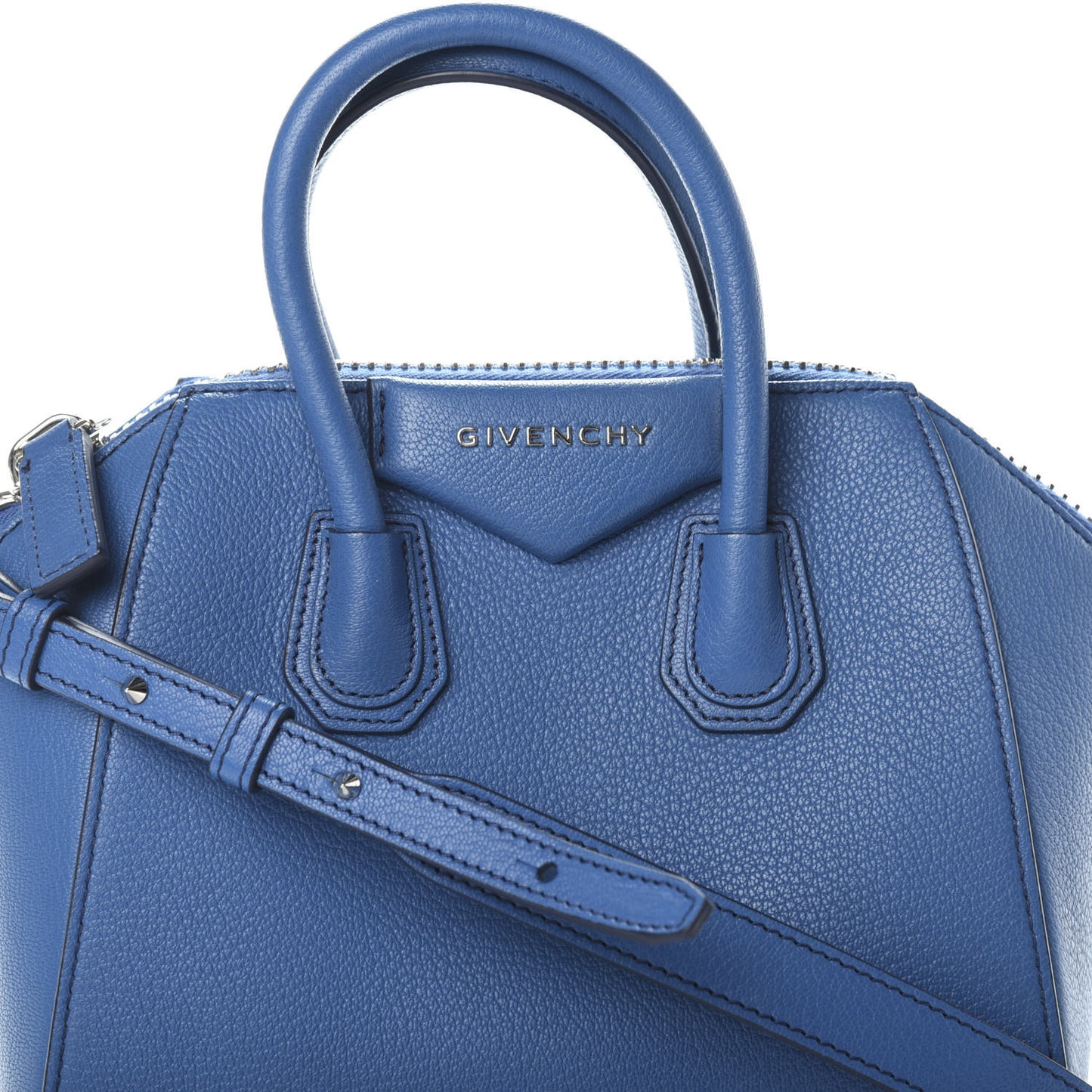 Sugar Goatskin Mini Antigona Indigo Blue