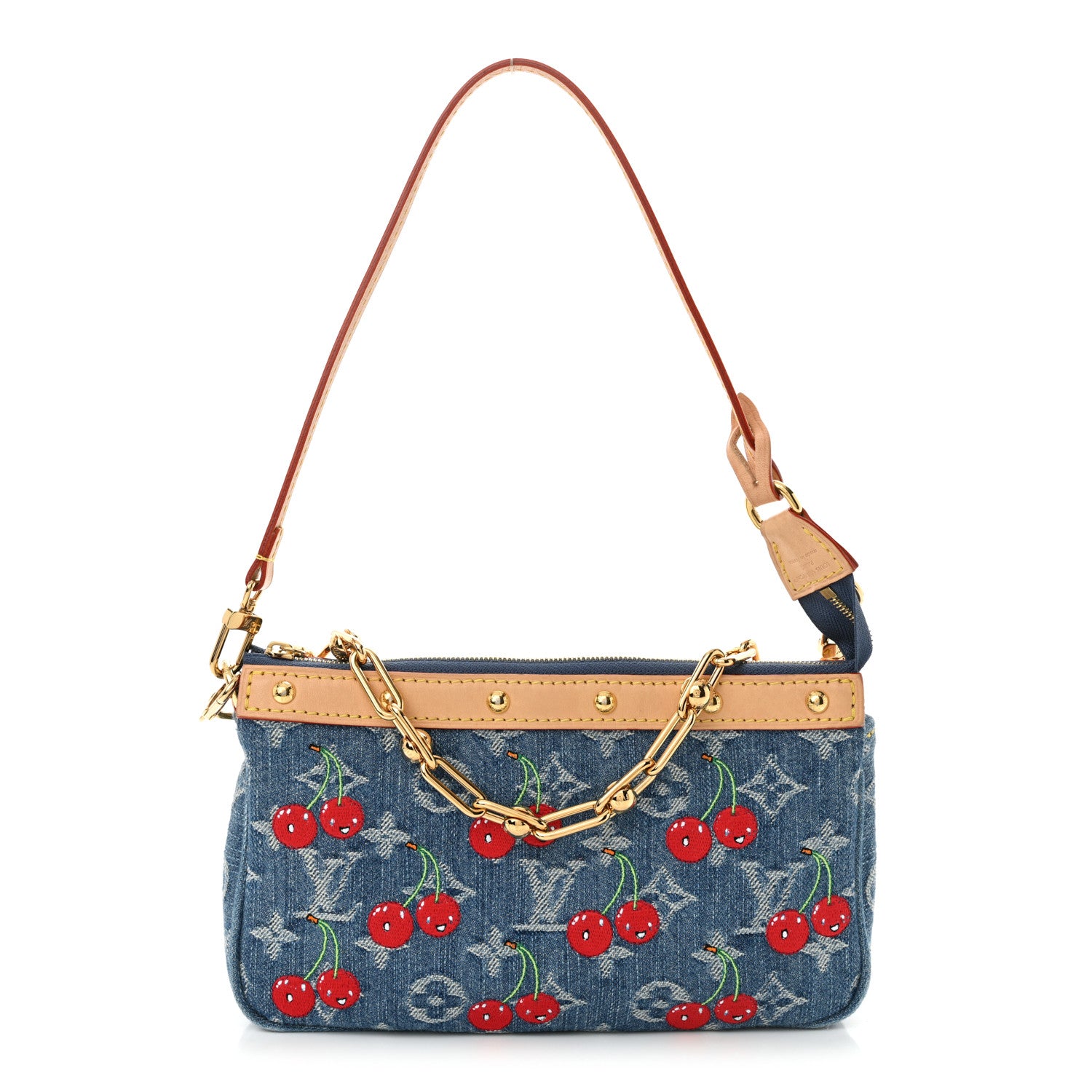 Louis Vuitton LV X TM Monogram Denim Cerises Pochette Accessories Blue 1 of 9
