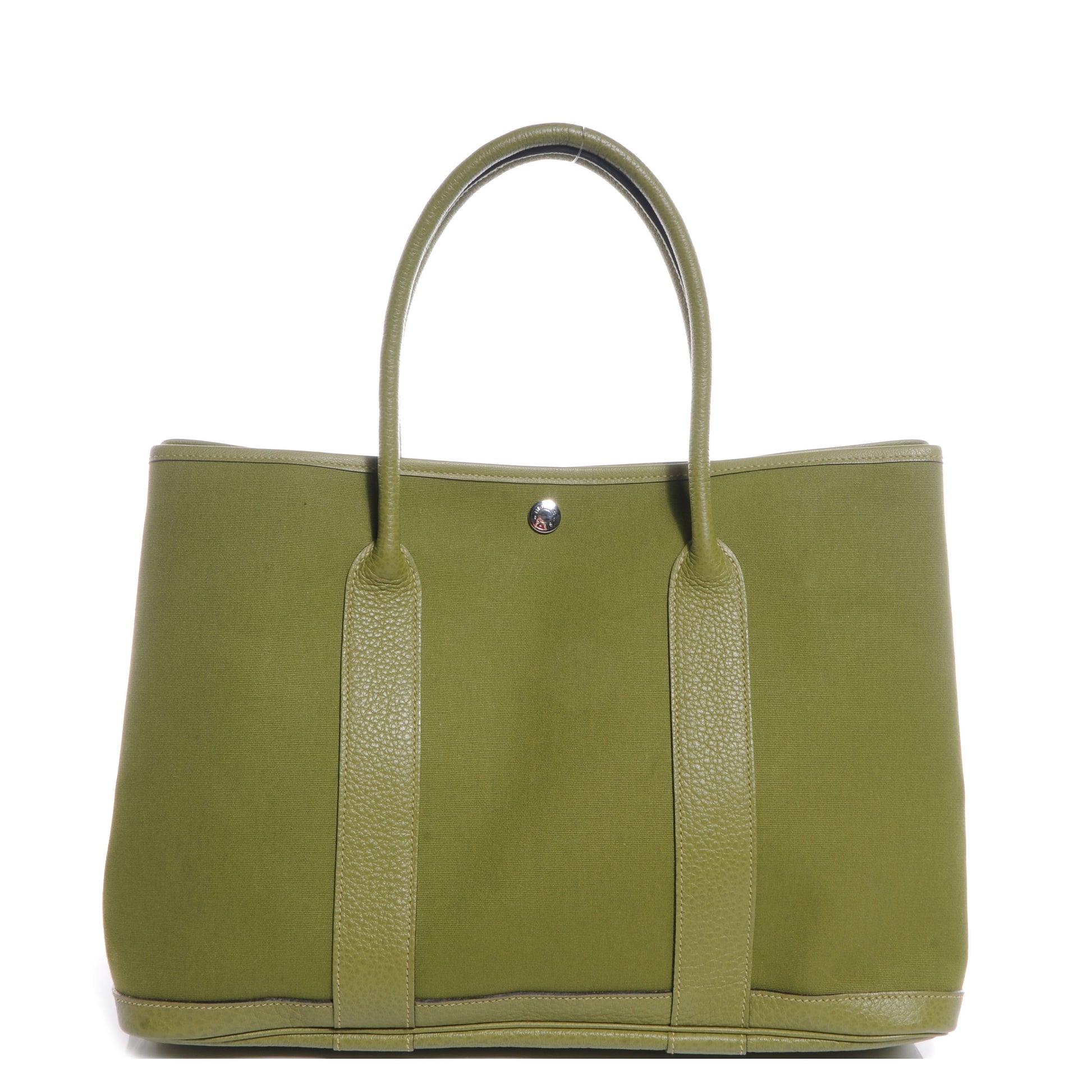 Hermes Toile Leather Garden Party MM Tote Vert Anis Green 1 of 6