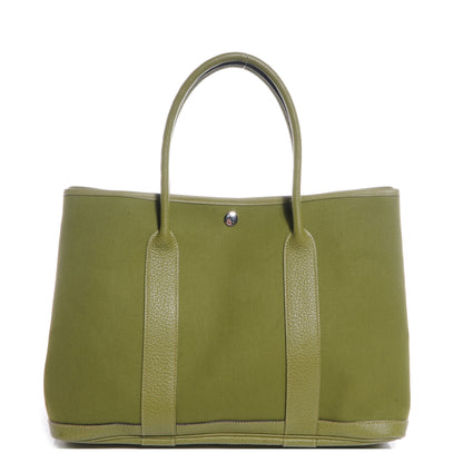 Hermes Toile Leather Garden Party MM Tote Vert Anis Green 1 of 6