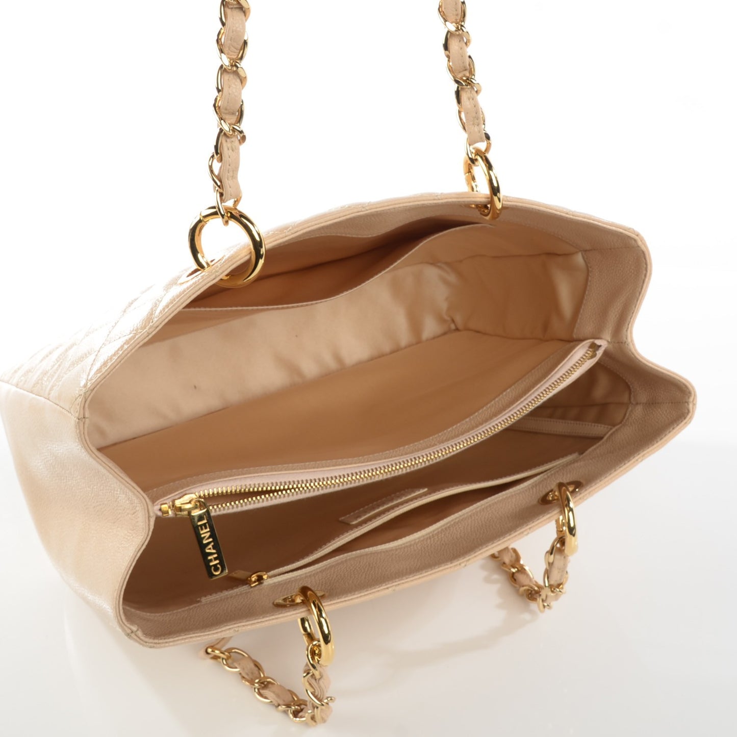 Caviar Quilted Grand Shopping Tote GST Beige Clair