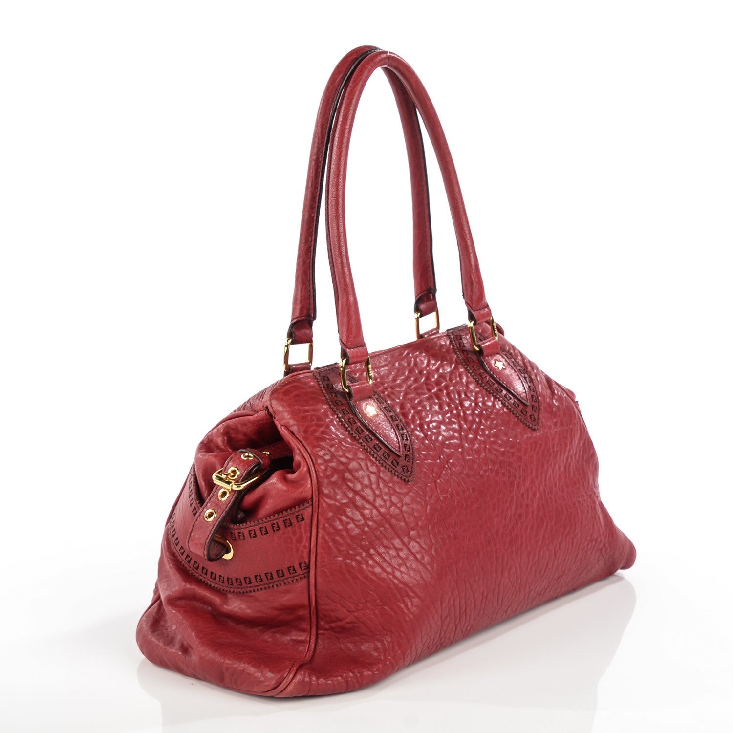 Fendi Distressed Lambskin Grommet Bag De Jour Rosso 3 of 9
