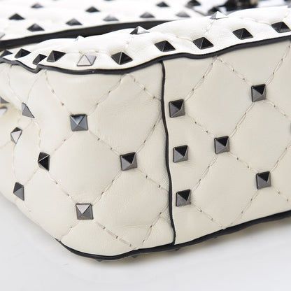 Valentino Garavani Lambskin Medium Rockstud Spike Shoulder Bag White 8 of 9
